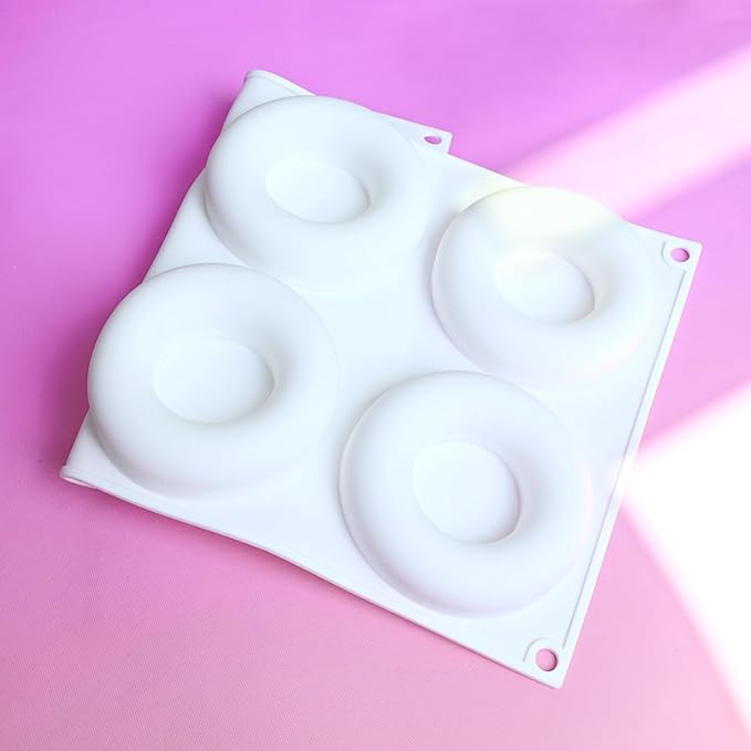 3D Donut Silicone Mold, Cupcake Baking Pan Mousse Tray Molds, Kitchen Cake Decorating Fondant Mould for Pumpkin Shaped Baking Mousse Cake, 6-Cavity Non-Stick Silicone Moulds (D_ Donut)