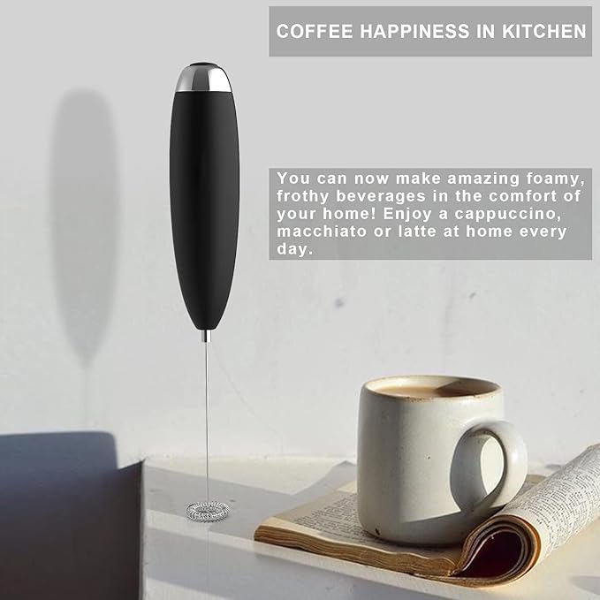Electric Milk Frother Handheld, Frother Wand for Coffee, Battery Operated (Not included) Drink Mixer Matcha Whisk, Foam Maker for, Frappe Hot Chocolate, Cappuccino, Lattes