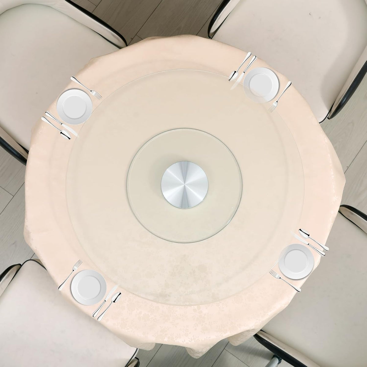 36-Inch Lazy Susan Turntable for Dining Table, Tempered Glass, 360° Rotation, Anti-Tip Design, Perfect for Parties, Weddings, and Family Dinners (36 inch)