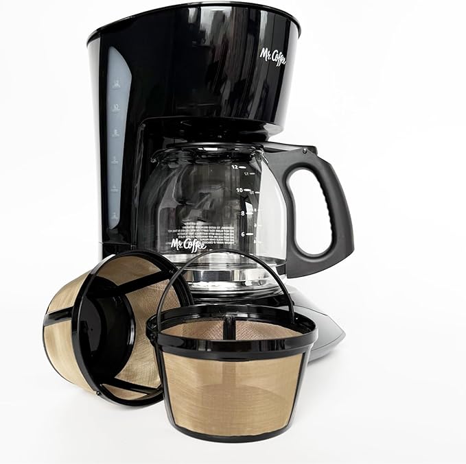 2-PACK Gold Reusable 8-12 Cup Basket Coffee Filter for Mr. Coffee Coffee Makers and Black & Decker Coffee Maker