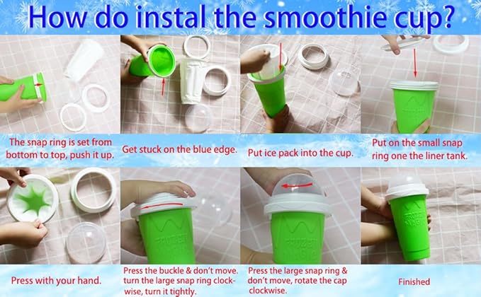 Slushie Maker Cup,DIY Magic Slushy Maker Squeeze Cups,Portable Smoothie Squeeze Cups for Juices,Milk and Ice Cream Make,Double Layer Squeeze Slushy Maker Cup,Birthday Gifts for Mom Dad & Friend(Green)