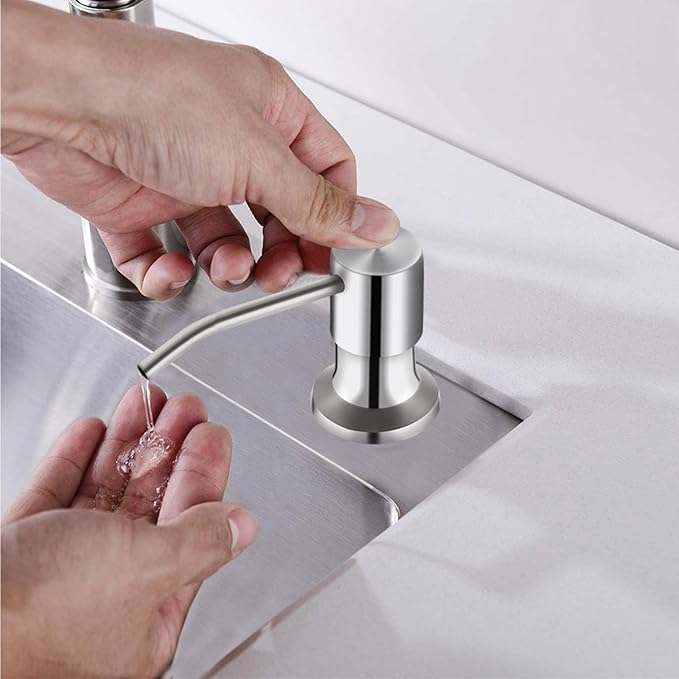 Sink Soap Dispenser, Kichen Sink Soap Dispenser, 47" Extension Tube kit, Under Sink Soap Dispenser Pump, No Need More Refills (Brushed Nickel, 2 Pack)