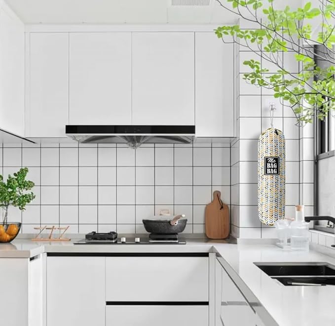 E-1 Leafage Grocery Bag Holder & Organizer - Wall Mount Plastic Bags Storage Container Dispenser - Kitchen Gifts For Women, Family & Friends