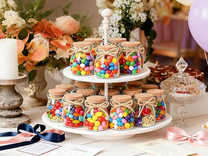 AIXIANG 60 Pack 3.5 oz Glass Jars with Cork Lid & Airtight Seal - Rustic Wedding Favors, Baby Shower Gifts, Candy & Spice Storage - Includes Twine, Labels (Multi-Purpose, Eco-Friendly)