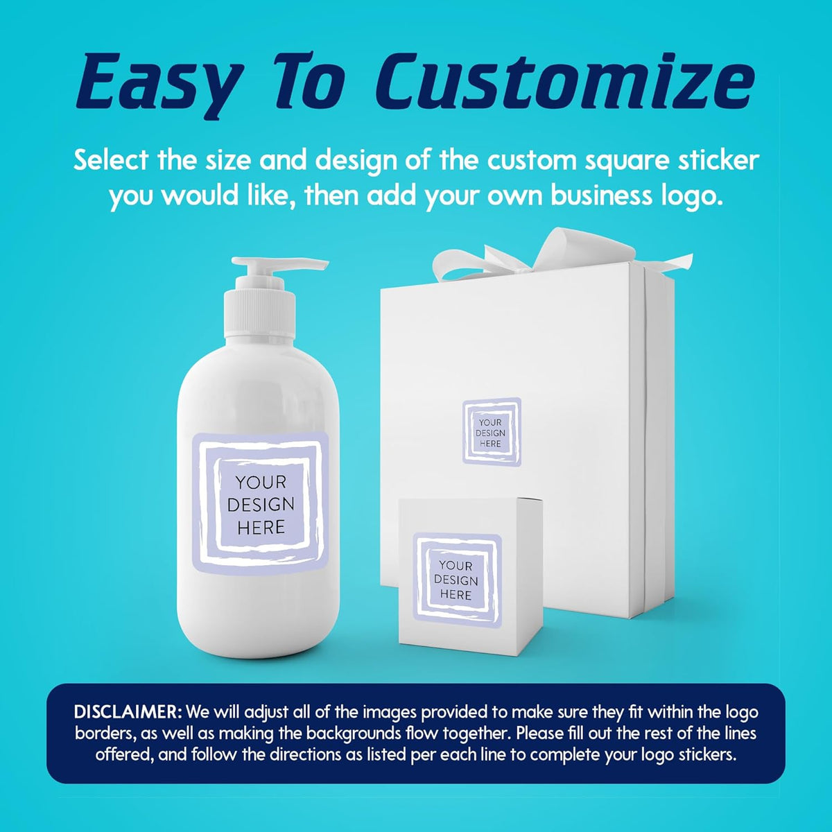 100 Custom Vinyl Stickers - Upload Your own Image, Text, Design, Logo - Personalized Logo Labels for Handmade, Packaging, Bottle, Jars, Candle, Brand Stickers (Lavender Swirls, 1.5x1.5 Square)