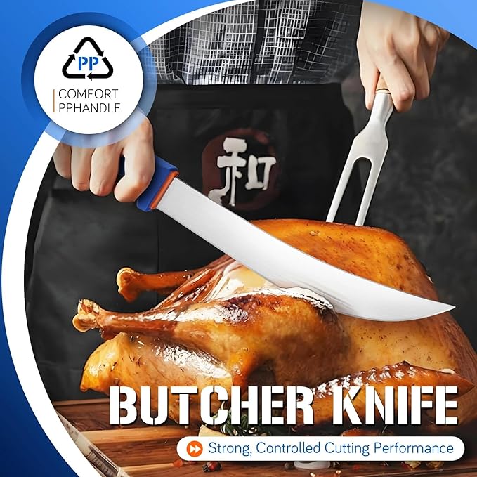 DRAGON RIOT Curved Butcher Breaking Knife,Super Sharp Carving Slicing Knife for BBQ,10 Inch Scimitar Blade for Meat Cutting,High Carbon Stainless Steel Cimeter Breaking Knives with Ergonomic Handle