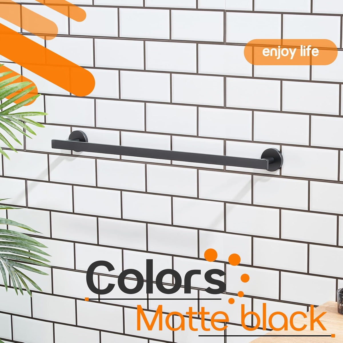 24 Inch Bathroom Towel Racks Bath Towel Bars Kitchen Towel Holder Towel Rails Wall Mounted SUS304 Stainless Steel Matte Black AN4001MB-L24