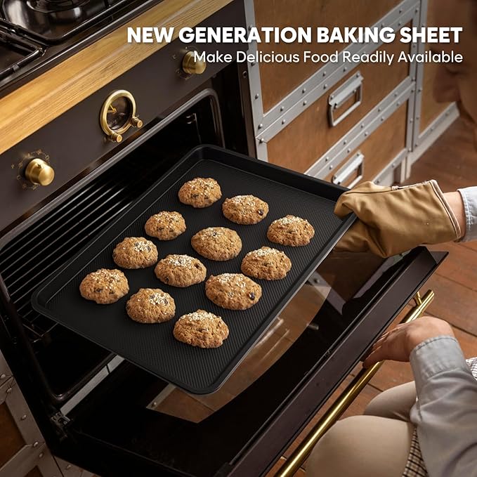 Half Sheet Pan 17.3” x 13.1”, Cookie Sheets for Baking 0.8mm Thick Non Stick Baking Sheets for Oven Heavy Duty Baking Trays