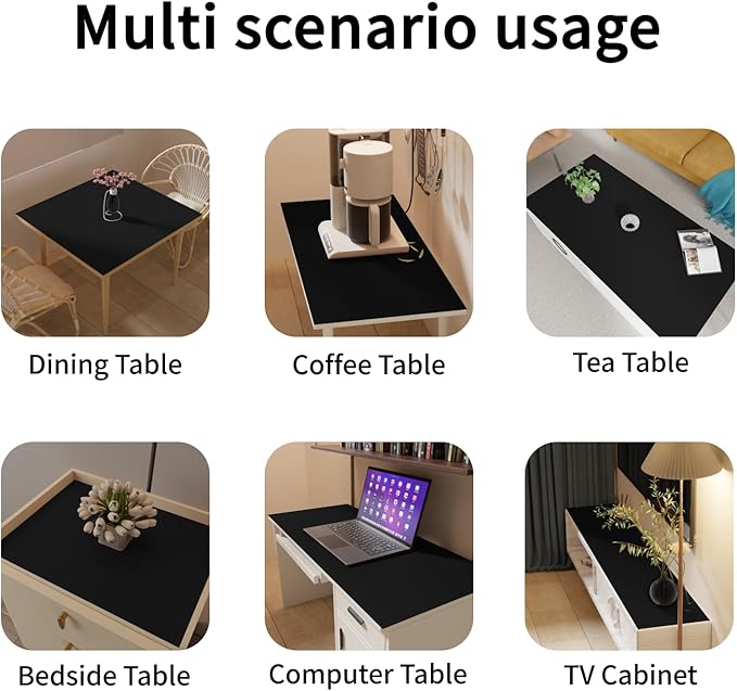 Leather Table Cover,1.8mm Thick,42x66 Inch Table Protector,Table Protector for Dining Room Table,Dining Table Cover,Table Cover Protector,Dining Table Pad Protector(Black+Gray,42x66)