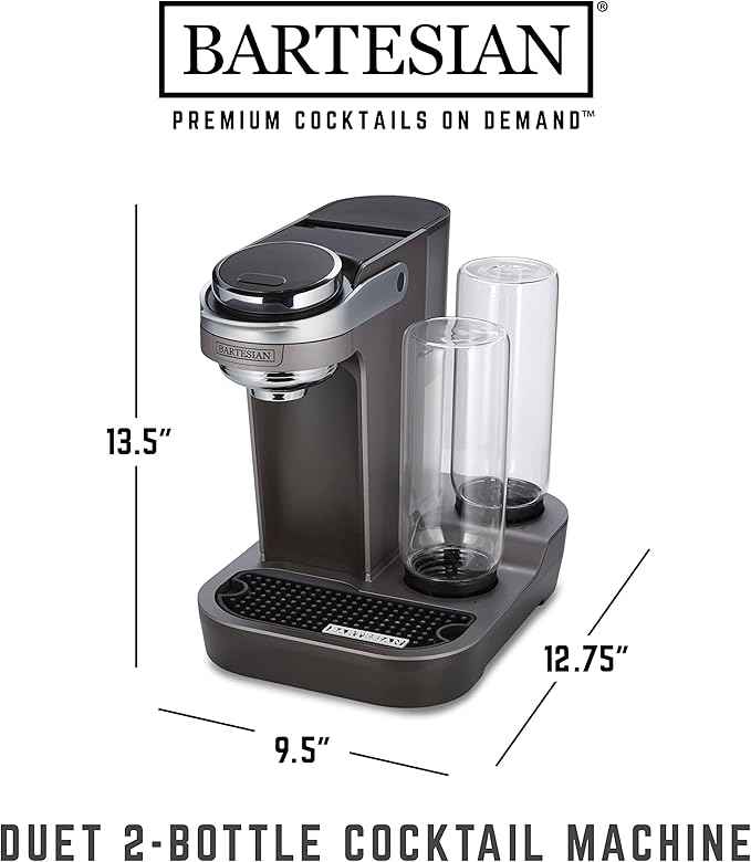 Bartesian Duet Cocktail Machine and Margarita Maker - Compact Home Bartender Mixologist Drink Mixer with 2 Glass Spirit Bottles - Automatic Machine Creates Premium Cocktails and Mocktails in Seconds