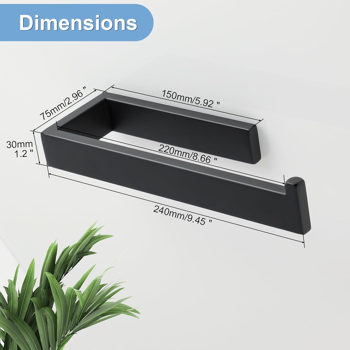 Sayayo Matte Black Towel Ring for Bathroom, 10 Inch Hand Towel Bar Towel Rack Towel Holder Wall Mounted Square, SUS304 Stainless Steel