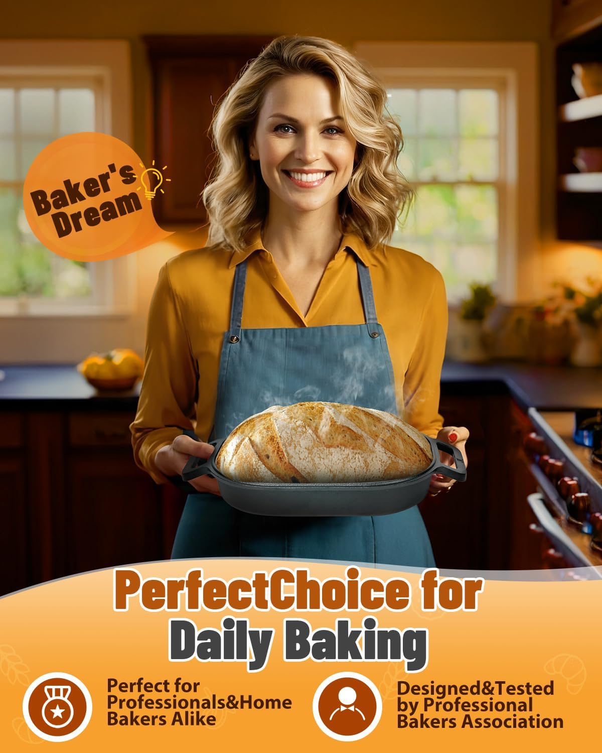 Cloche Loaf Dutch Oven, Pre-Seasoned, 7.4QT, 15 LBS Heavy Duty, Non-Stick, Large Bread Loaf Pan, Oval Cast Iron Bread Pan With Lid, Cloche Homemade Loaf Pan, Sourdough Artisan Bread Baking Pan
