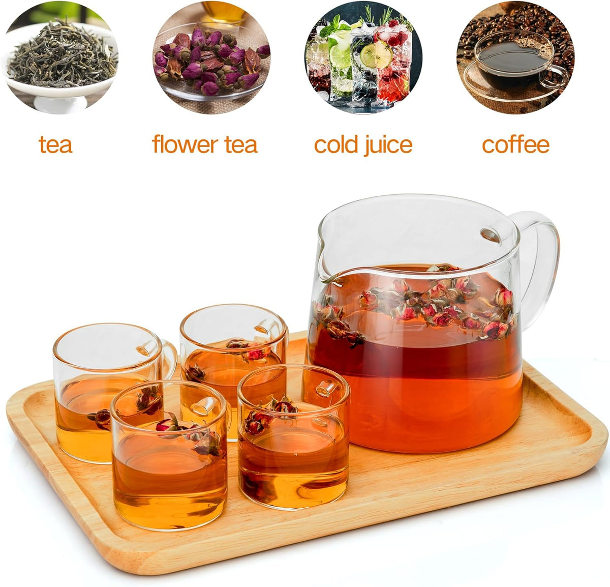 Glass Teapot 51oz/1500ml with Removable Stainless Steel Infuser Tea pot, Heatproof Borosilicate Glass Tea Make, Stovetop Safe Glass Tea Kettle for Loose and Blooming Leaf Tea