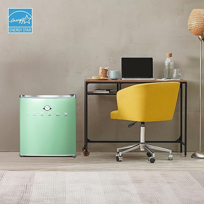 ICEBOX 1.7 Cu. Ft. Compact Refrigerator, ENERGY STAR Certified Small Refrigerator, Single Door Mini Fridge with Chiller Compartment, R600a Refrigerant, IBCR17MNT, Mint Green