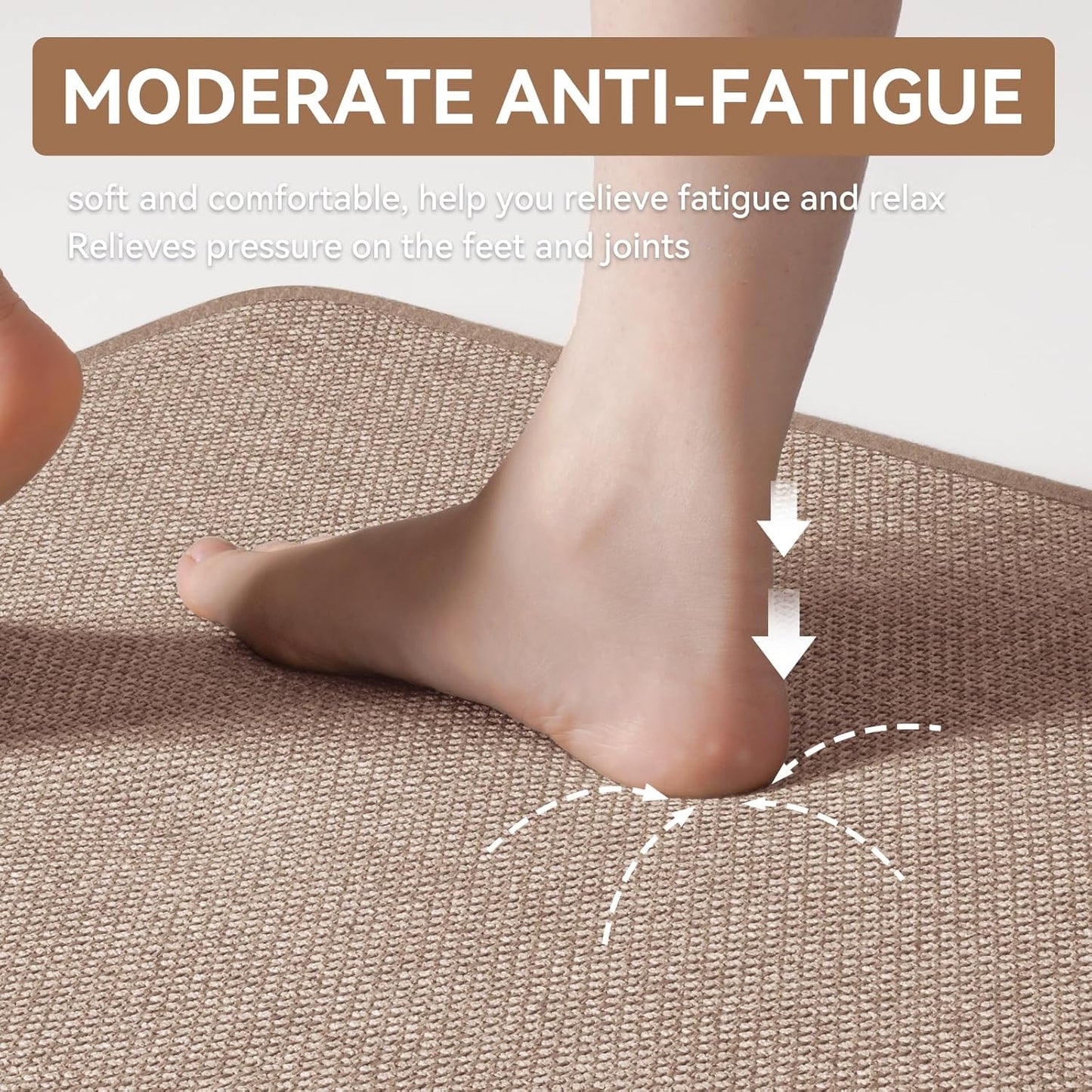 Long Kitchen Mat Kitchen Mats for Floor, Linen-Look Woven Absorbent Kitchen Runner Rugs Non Slip Washable Comfort Standing Mats for Kitchen, Front of Sink
