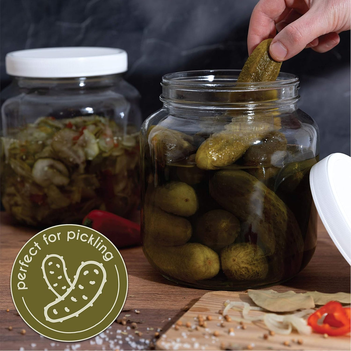 kitchentoolz Half Gallon Mason Jar - Wide Mouth 1/2 Gallon Glass Jar with Lid - Airtight Glass Storage Containers with Lid Fermenting, Canning, and Dry Storage