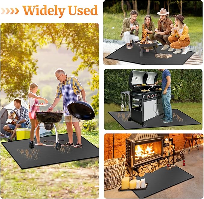 60 ×32 inches Fireproof Hearth Mats for Fireplaces Fire Resistant/ Rectangle Fire Pit Mat, Fireproof Grill Pads-Under Grill Mat -Protective Mats for Deck Patio Outdoor Charcoal, Smokers, Gas Grills