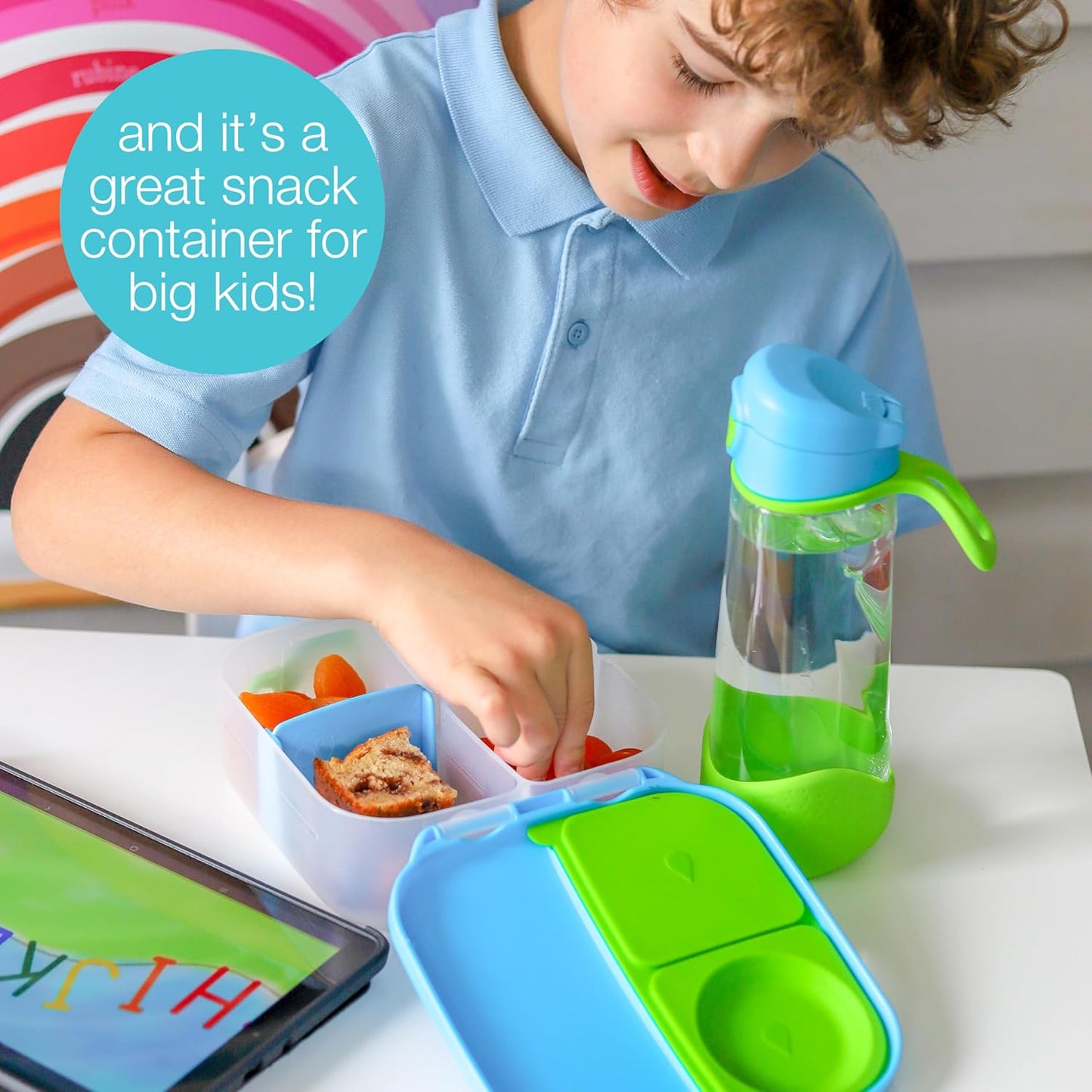b.box Mini Lunch Box (2-pack), Bento Box for Kids Snack Container with 2 Leak-Proof Compartments, Reusable Snack Containers with Lids, BPA Free Kids Lunch Box, 4 1/4 Cup (Lilac Pop+Strawberry Shake)
