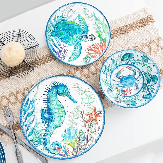 LEHAHA Serving Tray with Handles, Large Rectangular Melamine Serve Platter for Serve Food, Set of 2, 19 x 12 inch,Unbreakable Food Platter for Coffee Table, Ottoman Tray for Bedroom, Living Room.