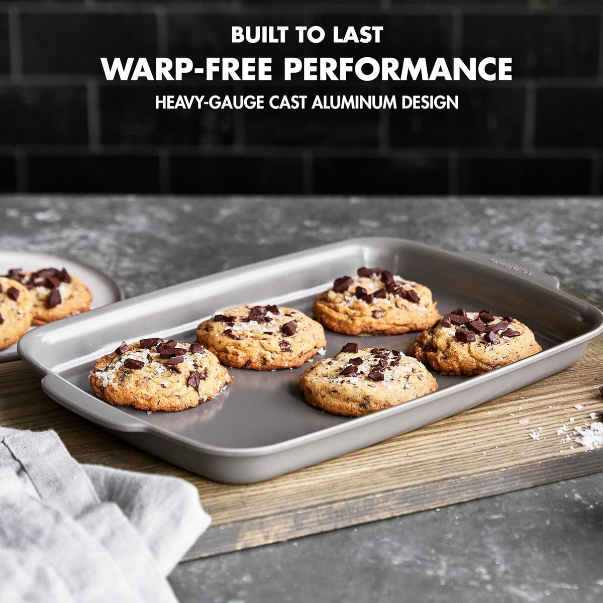 GreenPan Premiere Ovenware Healthy Ceramic Nonstick 4 Piece Bakeware Set, PFAS-Free, Rectangular, Square, Quarter, Half Sheet Baking Pans, Warp-Free, Oven Safe to 600F, Dishwasher Safe, Gray