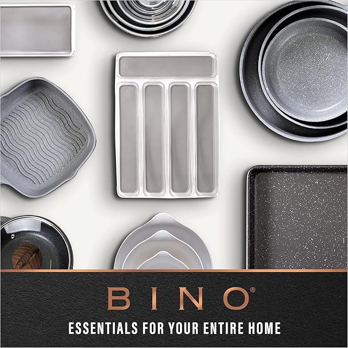 BINO Plastic Storage Containers, Small - 4 Pack THE LUCID COLLECTION, Multi-Use Organizer Bins Built-In Handles BPA-Free Clear, Fridge, Pantry & Home Organization