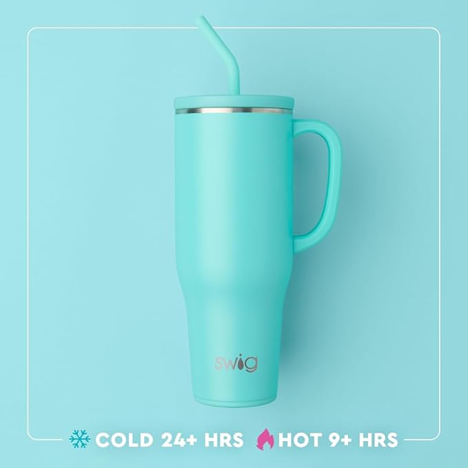 Swig Life 40oz Mega Mug, 40oz Tumbler with Handle and Straw, Extra Large Insulated Tumblers, Cup Holder Friendly Travel Mug (Mr Claus)