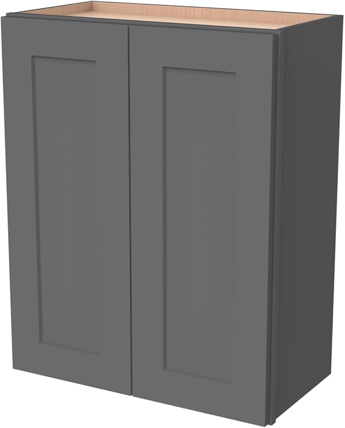 Wall-Mounted Cabinet – Solid Wood Shaker Style Medicine Cabinet with Adjustable Shelves & Soft-Close Doors for Bathroom, Kitchen, and Office Storage (Pebble Gray, 39" W x 12" D x 36" H)