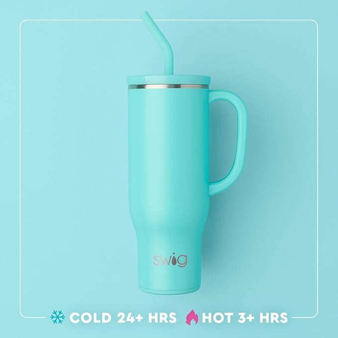 Swig Life 30oz Mega Mug, 30oz Tumbler with Handle and Straw, Large Insulated Tumblers, Cup Holder Friendly Travel Mug, Stainless Steel 30 oz Tumbler, Reusable Insulated Water Bottle (Santa's Scrubs)