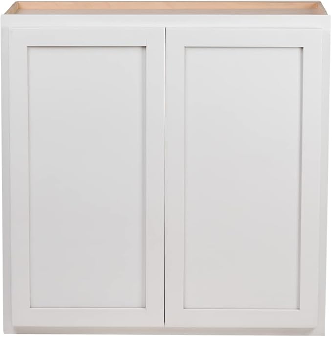 Quicklock RTA (Ready-to-Assemble) 42" Tall Wall Kitchen Cabinets - Shaker Style | 100% Hardwood | Made in America | Soft Close Hardware (Pure White, 12" D x 36" W x 42" H)