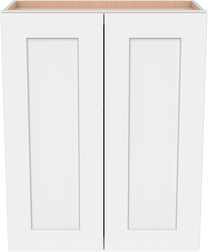 Wall-Mounted Cabinet – Solid Wood Shaker Style Medicine Cabinet with Adjustable Shelves & Soft-Close Doors for Bathroom, Kitchen, and Office Storage (Origami White, 42" W x 12" D x 36" H)