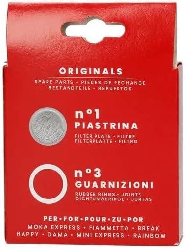 Bialetti 3 Replacement Seals and 1 Filter for 6 Cup Moka Express Blister Pack