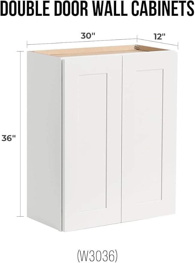 Wall-Mounted Cabinet – Solid Wood Shaker Style Medicine Cabinet with Adjustable Shelves & Soft-Close Doors for Bathroom, Kitchen, and Office Storage (White, 39" W x 12" D x 42" H)