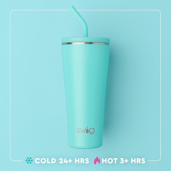 Swig Life 32oz Straw Tumbler, Travel Coffee Tumbler with Lid, Cup Holder Friendly Travel Coffee Mug, Stainless Steel, 32 oz Reusable Insulated Coffee Mug (Saturdays In Columbia SC)