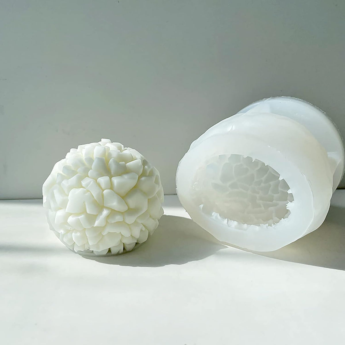 Rock Shape Candle Mold - Spike Ball Silicone Mold for Resin Casting, Clay, and Candle Making - 3D Craft Supplies