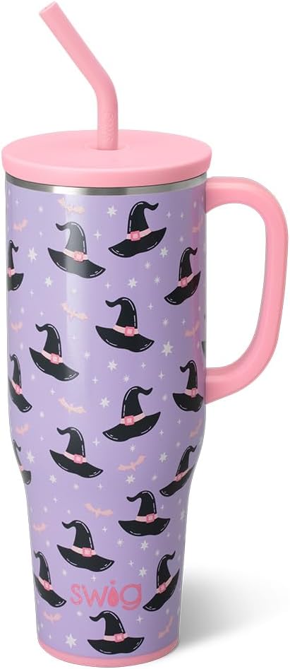 Swig Life 40oz Mega Mug, Halloween 40oz Tumbler with Handle and Straw, Extra Large Insulated Tumblers, Cup Holder Friendly Travel Mug (Spellbound)