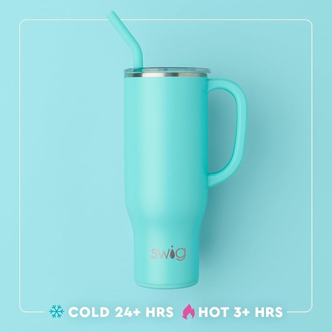 Swig Life 30oz Mega Mug, 30 oz Tumbler with Handle and Straw, Cup Holder Friendly, Dishwasher Safe, Extra Large Insulated Tumbler, Stainless Steel Water Bottle (Hayride)