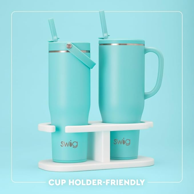 Swig Life 40oz Leak Proof Mega Mug, 40oz Leak Proof Tumbler with Handle and Straw, Extra Large Insulated Tumblers, Cup Holder Friendly Travel Mug, Reusable Leakproof Water Bottle (Mystique)