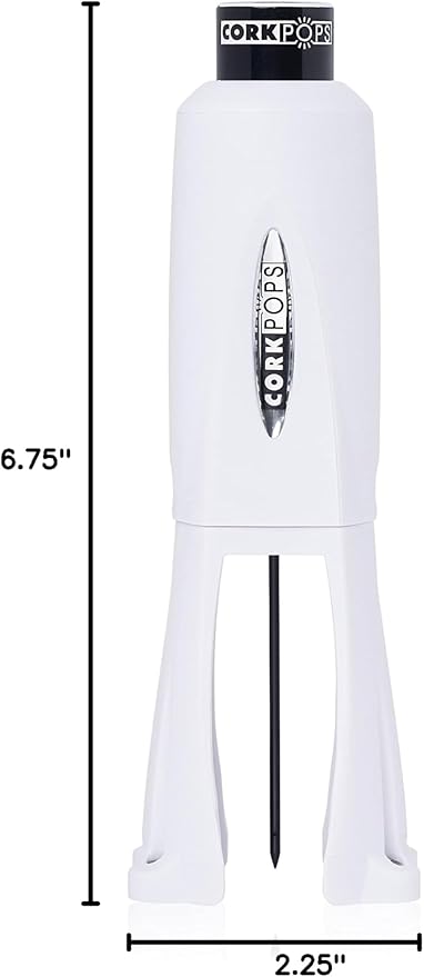 Cork Pops Legacy Wine Opener Built-in 4-Blade Foil Cutter Safe Cork Removal, Effortless Push Button Use, Needle Guard for Safety, Low-Pressure Cartridge Opens Up To 60 (White, With 1 Cartridge)