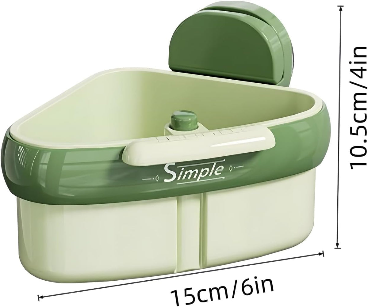 Suction Cup Sink Corner Rack 2026 Upgrade Corner Sink Strainer Basket Automatic Dumping Suction Cup Press Sinks Drainer Basket Faucet Sponge Storage Rack Food Waste Catcher for Sink (1PC - Green)