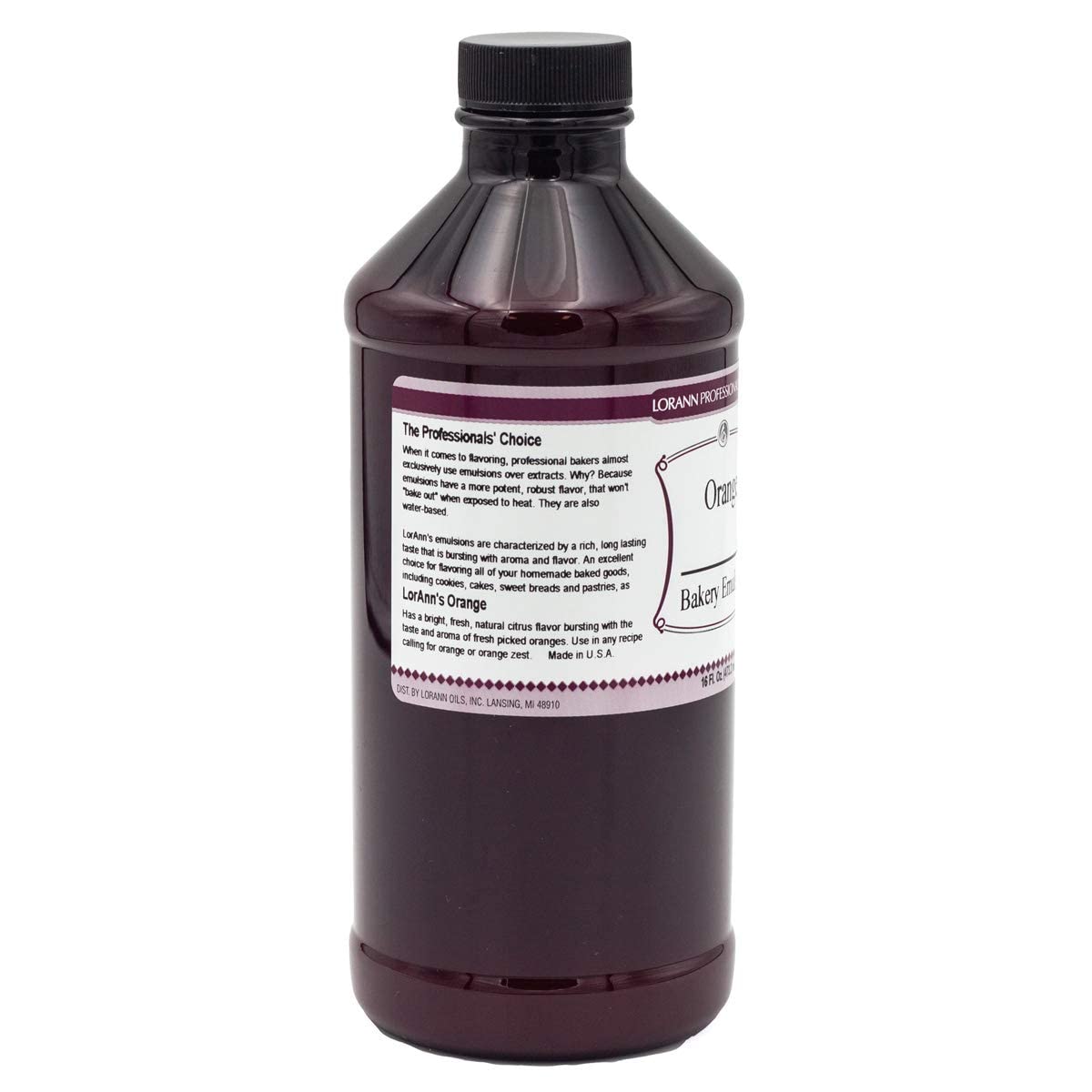 LorAnn Oils Orange Bakery Emulsion: True Essence, Ideal for Boosting Fruit Tones in Cakes, Cookies & Desserts, Gluten-Free, Keto-Friendly, Extract Substitute Essential for Your Kitchen, 16 Oz