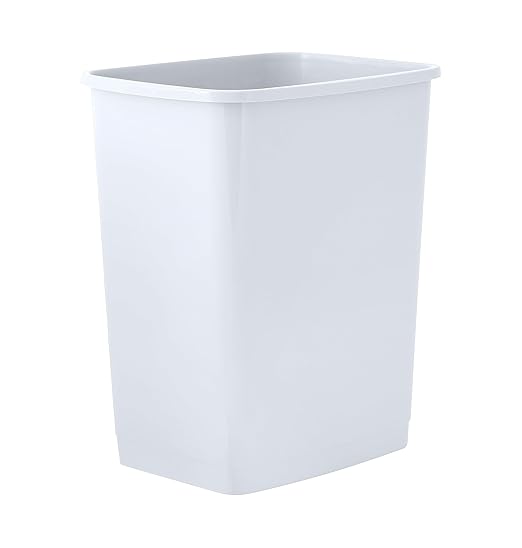 Superio Small 2.5 Gallon Plastic Trash Can, Unlidded Waste Bin Only for Under Desk, Office, Bedroom, Bathroom- 10 Qt, (White)