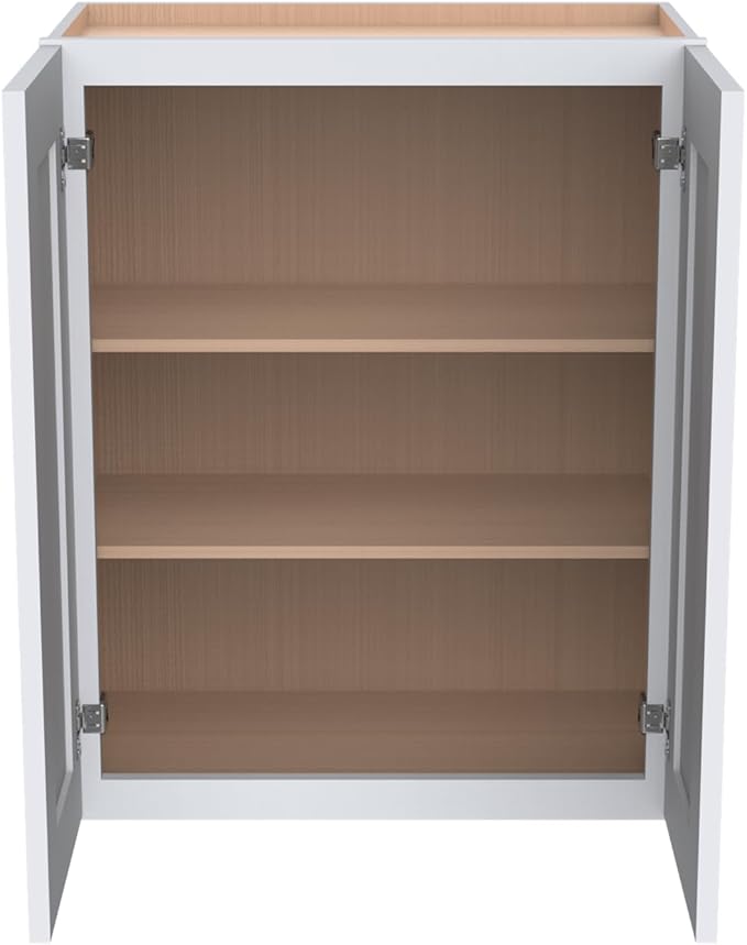 Wall-Mounted Cabinet – Solid Wood Shaker Style Medicine Cabinet with Adjustable Shelves & Soft-Close Doors for Bathroom, Kitchen, and Office Storage (White, 33" W x 12" D x 36" H)