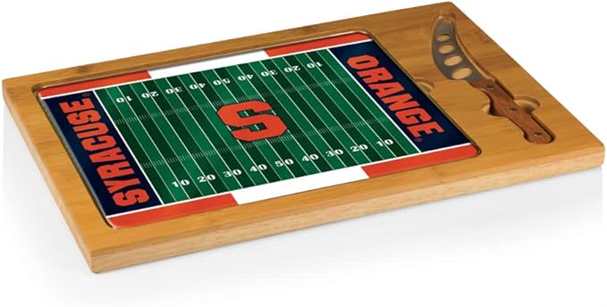 PICNIC TIME NCAA Icon Glass Top Cutting Board & Knife Set, Cheese Boards Charcuterie Boards, Serving Platter, (Parawood & Bamboo)