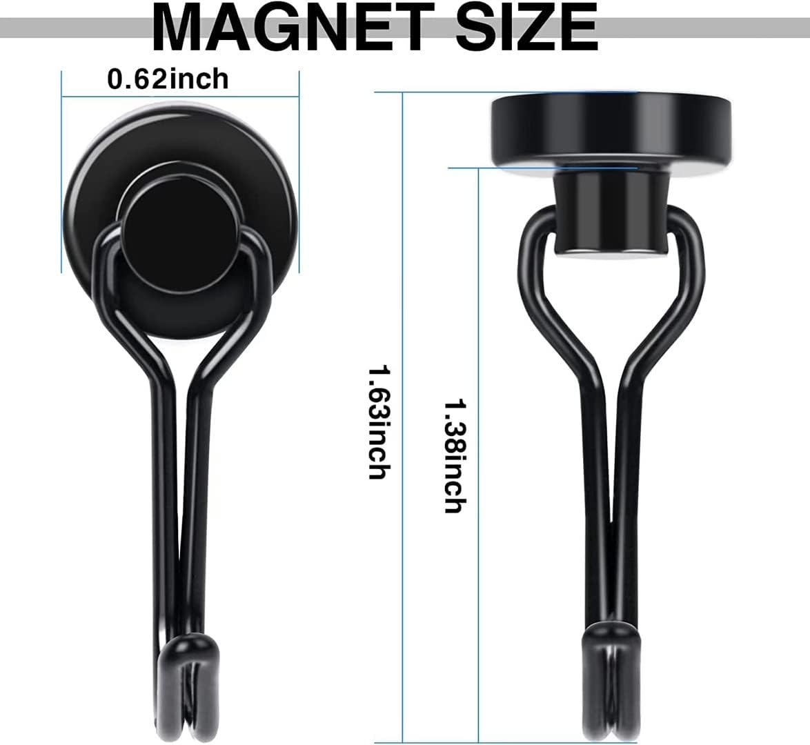 E BAVITE Black Swivel Swing Magnetic Hooks, Strong Neodymium Rare Earth Magnet Hook Perfect for Refrigerator and Other Surfaces, Pack of 3