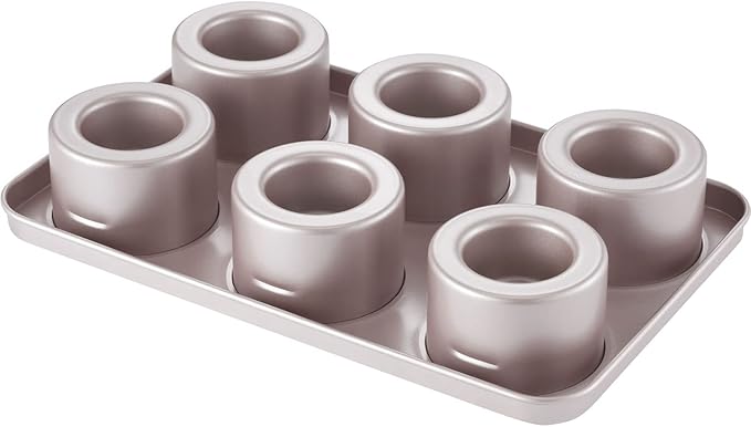 CHEFMADE Brownie Muffin Cake Pan,6-Cavity Non-Stick Bowl Pan Bakeware for Oven Baking (Champagne Gold)