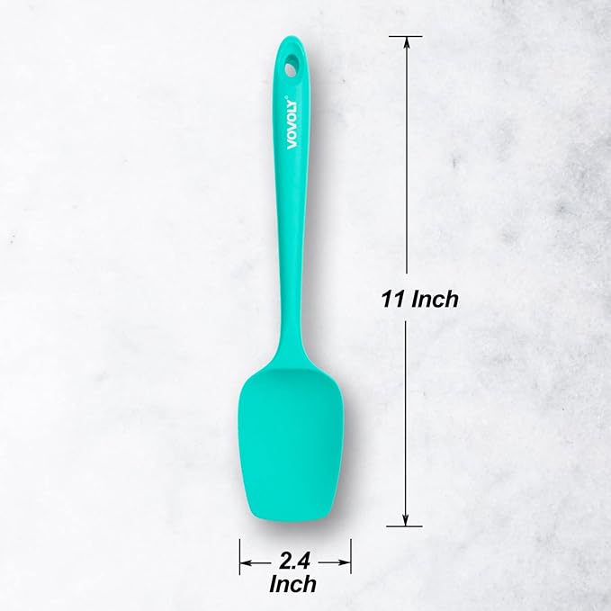 Silicone Spatula Set, High Heat Resistan Rubber Spoon Spatula, Non-Stick Spoonula with Seamless One Piece Design, Flexible Scrapers Baking Mixing Tool, 3 Pack, teal
