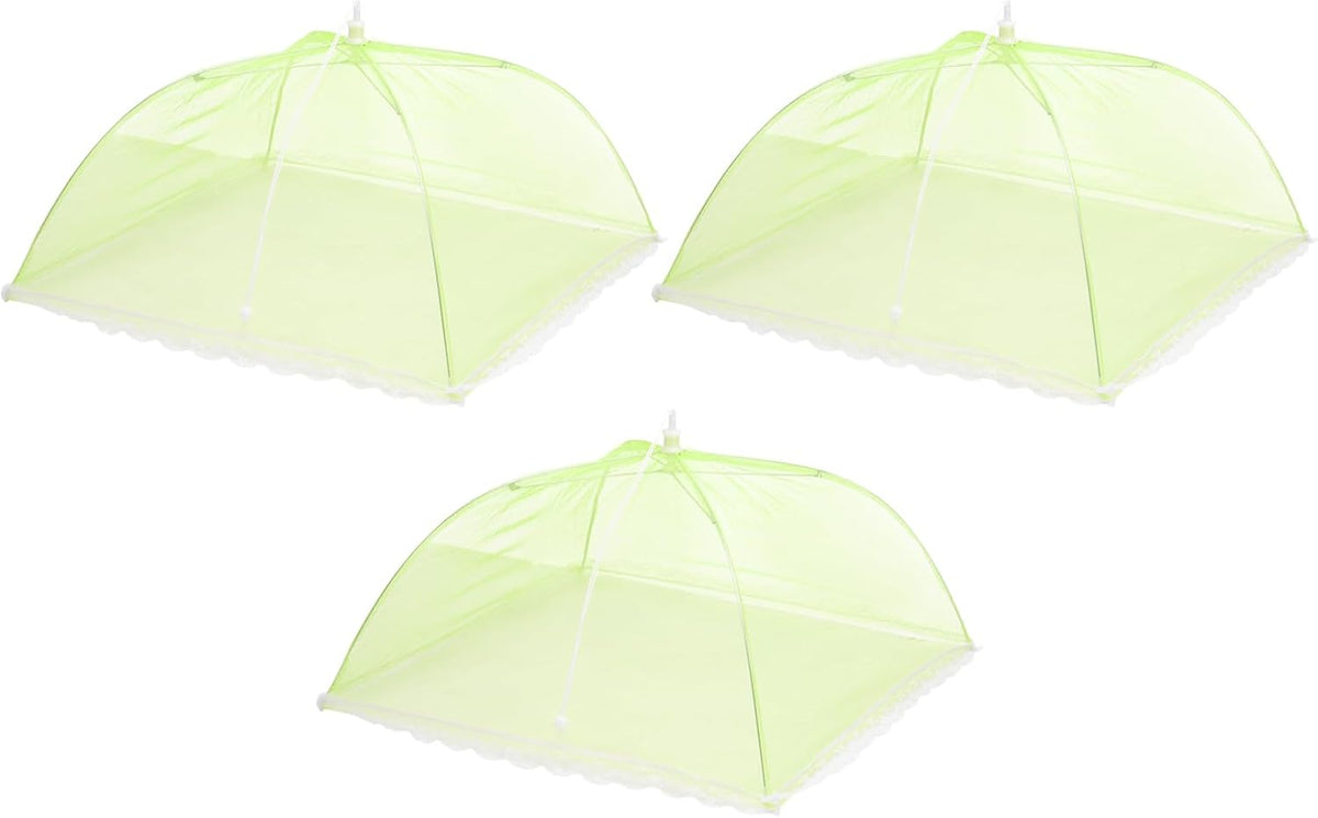 uxcell 3 Pcs Large and Tall Food Covers 17" Mesh Food Covers for Outdoors Collapsible Food Protector Covers Tent for Parties Outdoor Picnics BBQs, Green