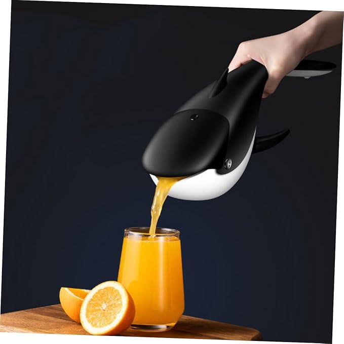 COLLBATH Whale Manual Citrus Juicer Large Orange and Lemon Squeezer Black Easy to Use Fruit Juice Presser for Home and Restaurant
