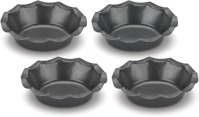 Cuisinart 4 Piece Fluted Tartlet Pan Set, Mini, Steel Gray