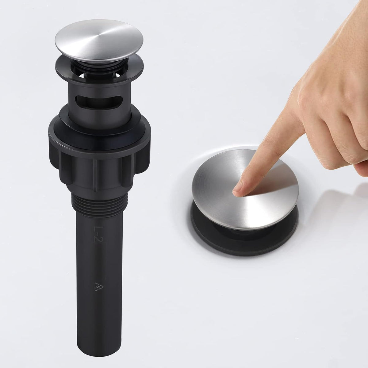 ARCORA Bathroom Sink Drain Brushed Nickel Pop Up Drain with Overflow Vanity Vessel Sink Clicker Drain Stopper